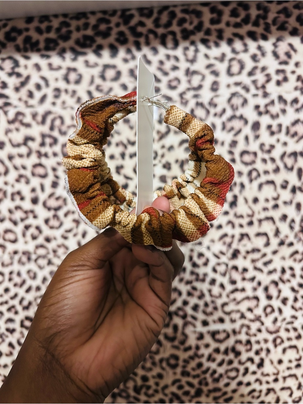 Handmade Plaid Scrunchie Hoops